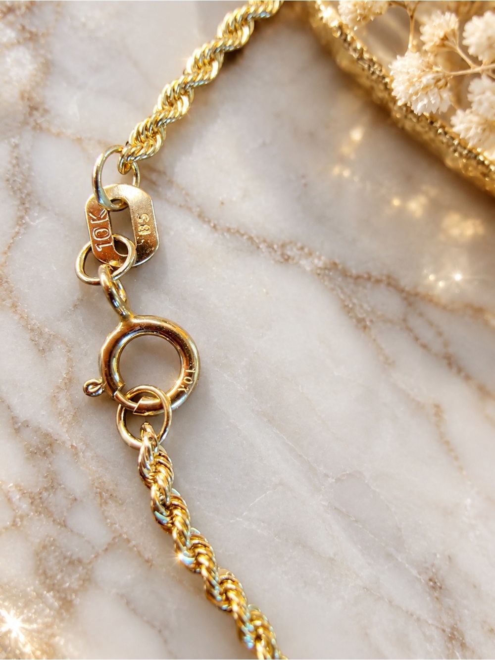 10K Gold Rope Chain Necklace - Elegant Gold Women's Jewelry